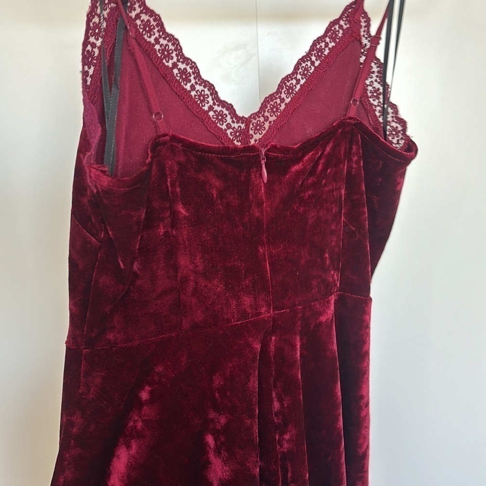 Red Velvet Mini Dress Size Small - Picture 3 of 4